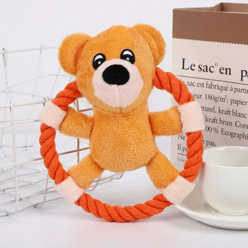 Brinquedo de Pelúcia com Corda e Argola para Mordida: Conforto e Diversão para Seu Cachorro