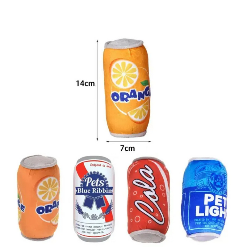 Brinquedo de Pelúcia em Forma de Lata de Refrigerante para Cachorros - Diversão e Conforto para Seu Pet