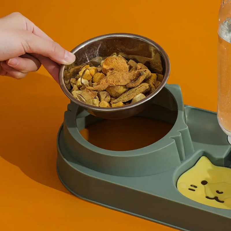 Tigela Pet 3 em 1: Conforto e Praticidade em Bebedouro e Comedouro Inox para Cães e Gatos