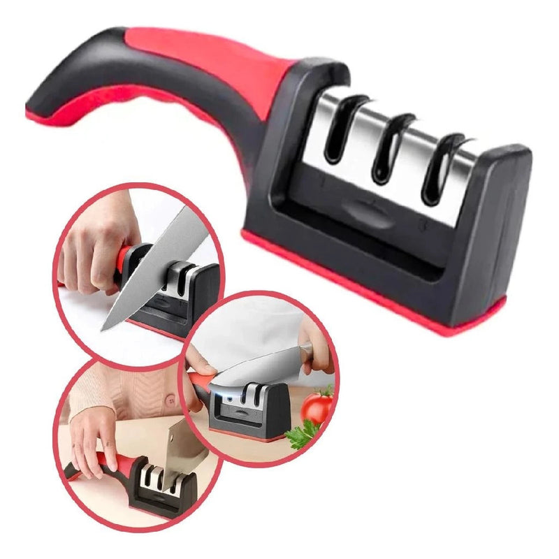 Afiador Profissional de Facas 3 em 1 em Aço: Conquiste Afiamentos Impecáveis