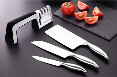 Amolador de Facas Prático 4 em 1: Transforme Seu Culinário com Facilidade