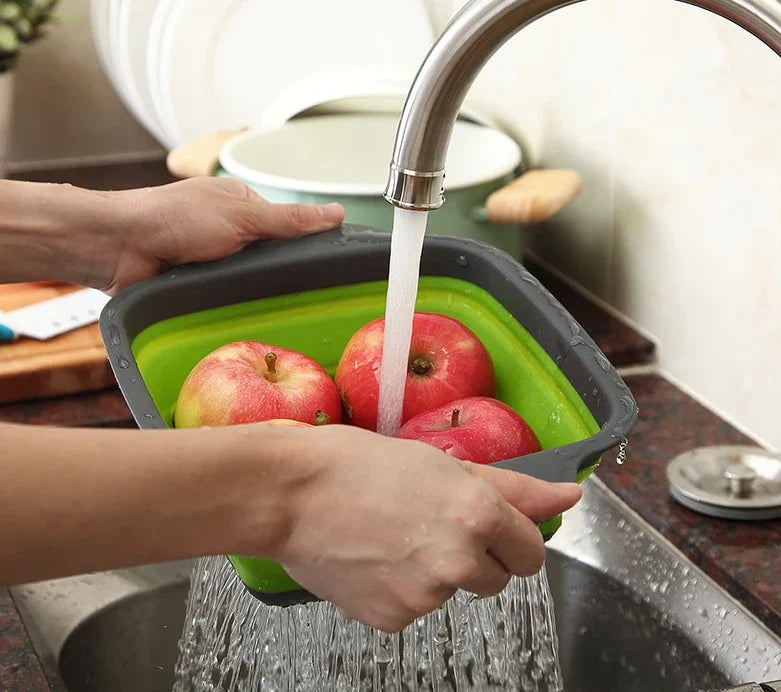 Bandeja de Silicone Prática para Organizar e Limpar Frutas e Vegetais