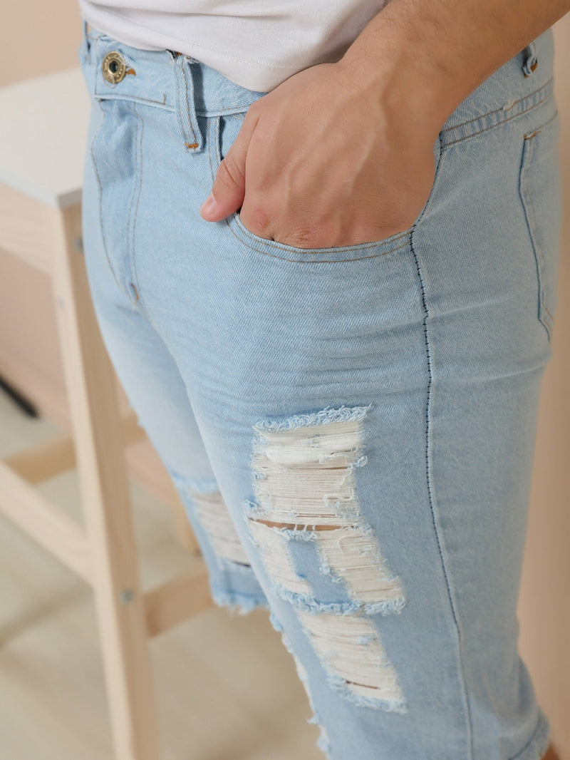 Bermuda Jeans Masculina Rasgado Vegas Premium