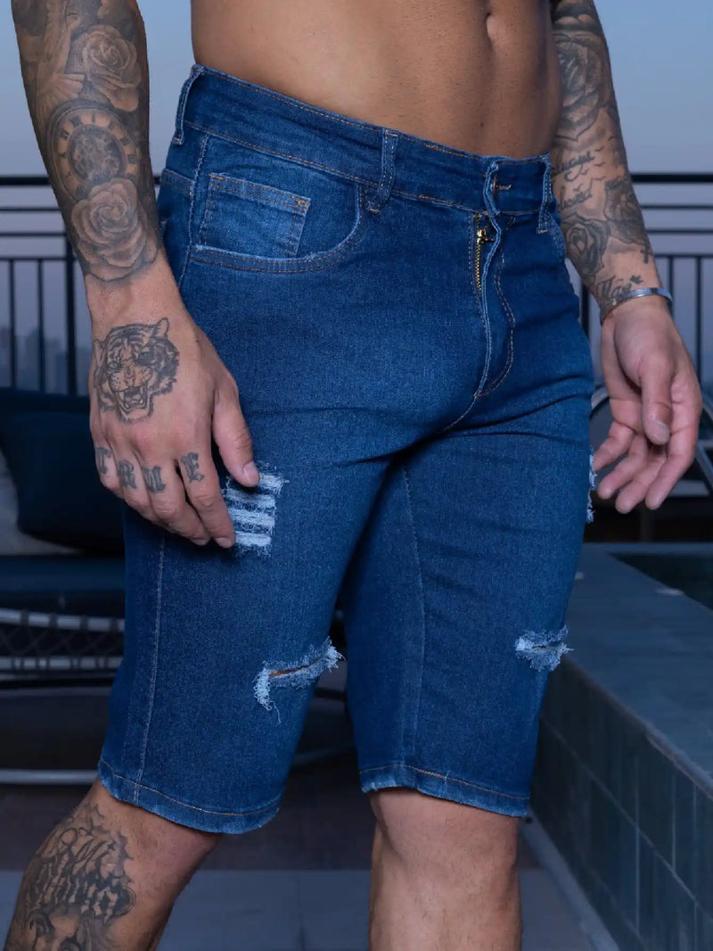 Bermuda Jeans Masculina Rasgado Experience