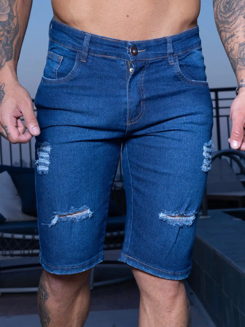 Bermuda Jeans Masculina Rasgado Experience