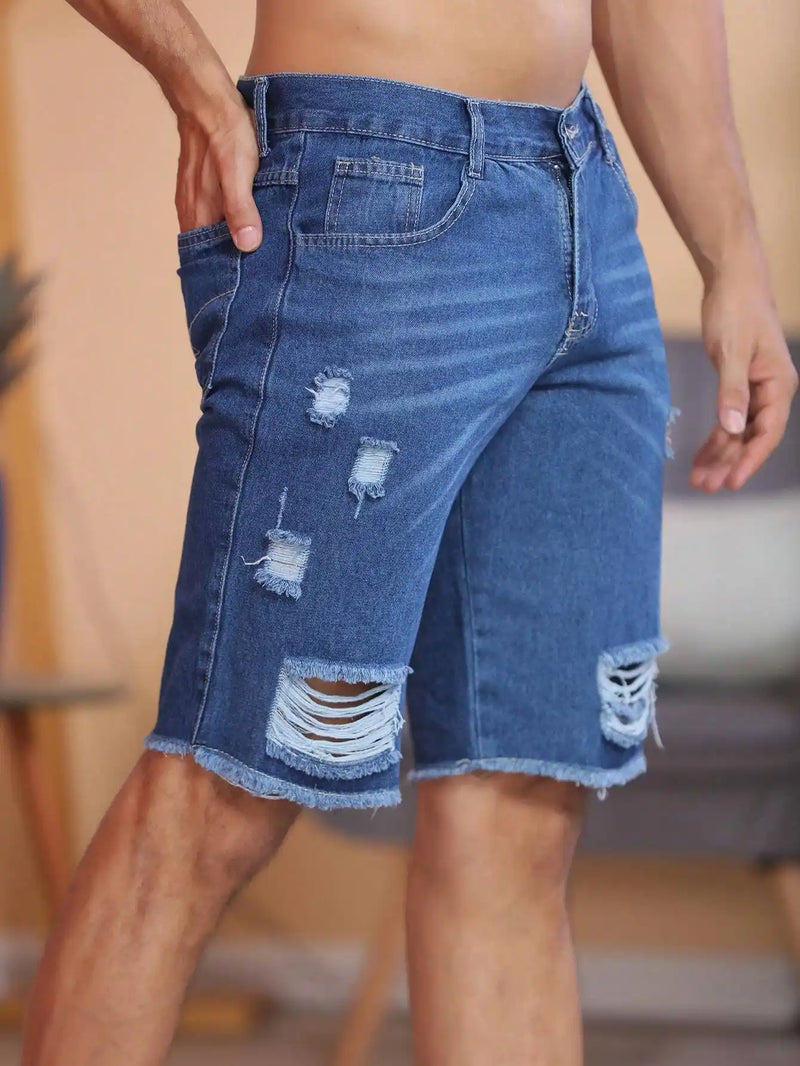 Bermuda Jeans Masculina Rasgado Reveillon