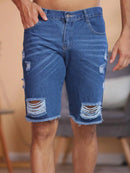 Bermuda Jeans Masculina Rasgado Reveillon