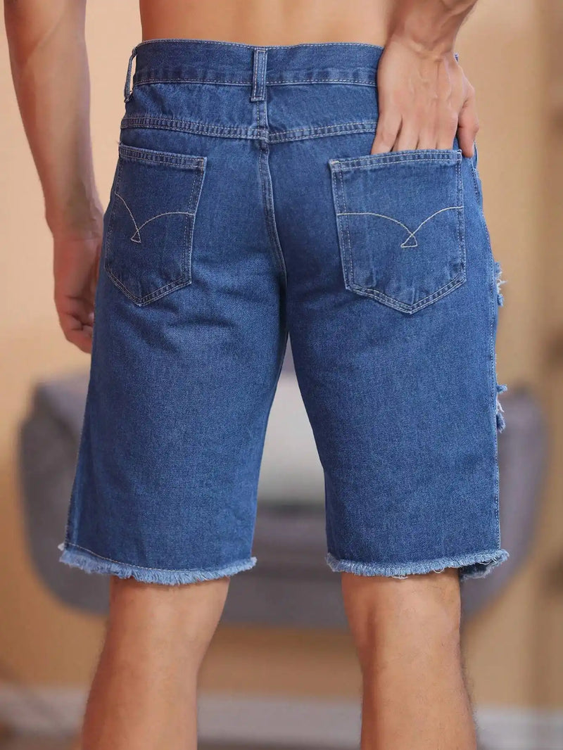 Bermuda Jeans Masculina Rasgado Reveillon