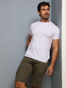 Bermuda Jeans Masculina Rasgado Verde Militar