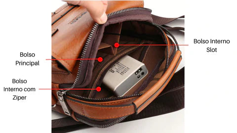 Bolsa Mochila de Couro Masculina Ombro Pequena