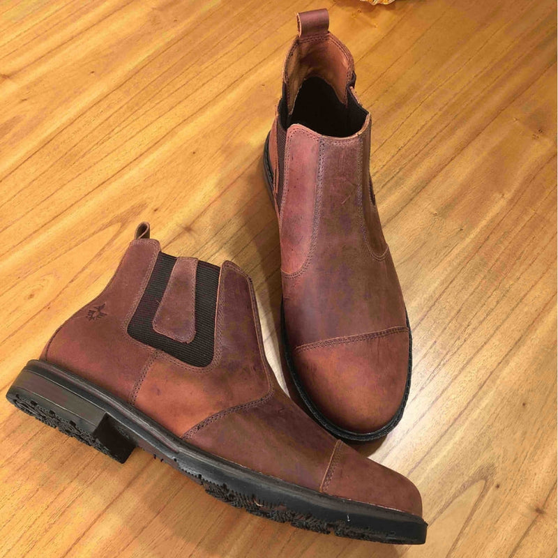 Bonita Masculina Chelsea de Couro Rústica