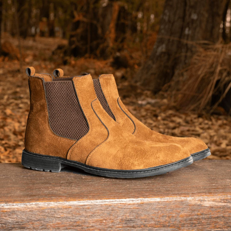 Bota Chelsea Masculino Casual Camurça Caramelo