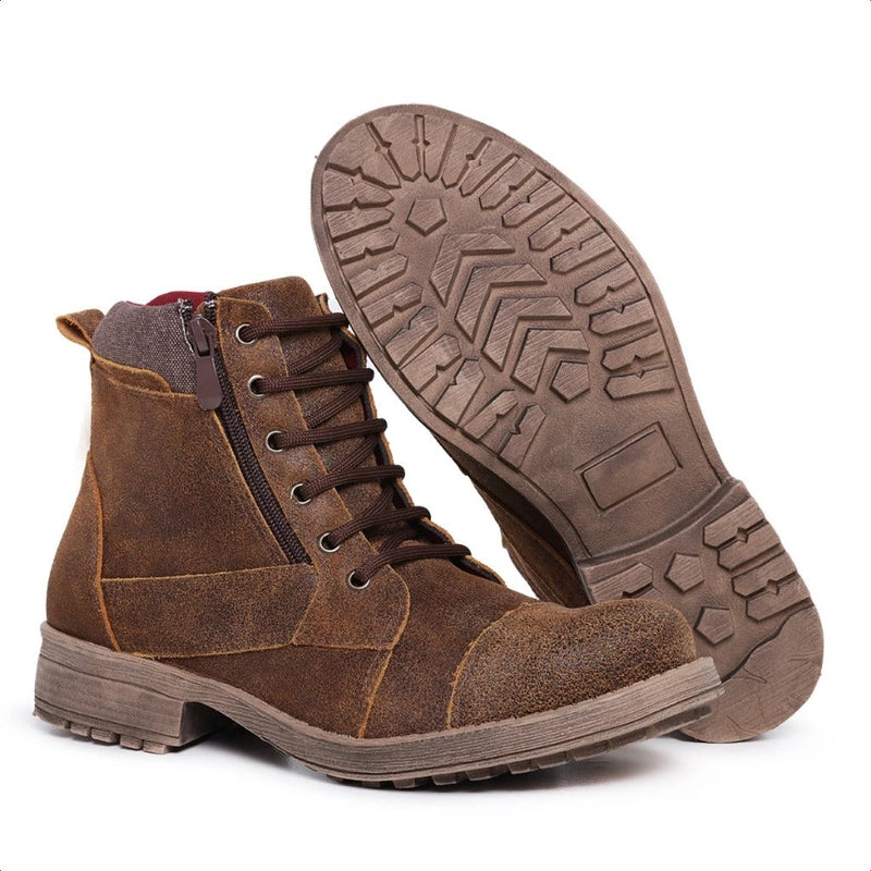 Bota Masculina Couro Legitimo Casual Marrom Kast