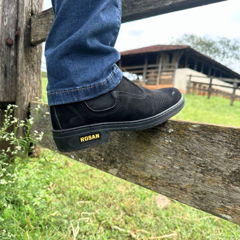 Bota Masculina Trabalho Couro Nobuck Preta