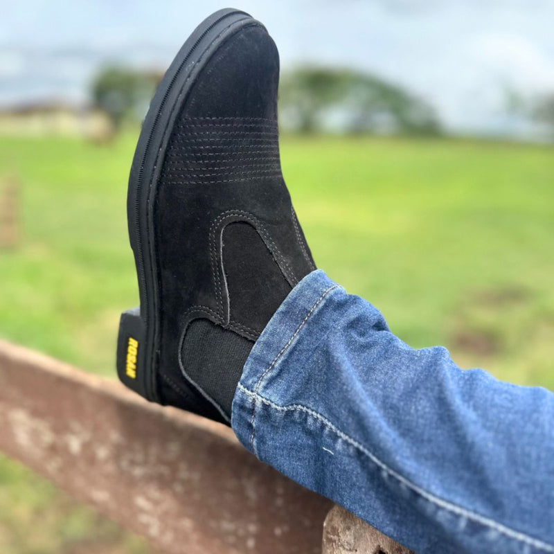 Bota Masculina Trabalho Couro Nobuck Preta
