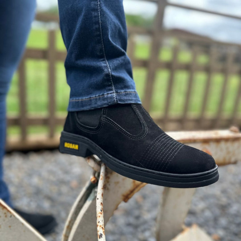 Bota Masculina Trabalho Couro Nobuck Preta