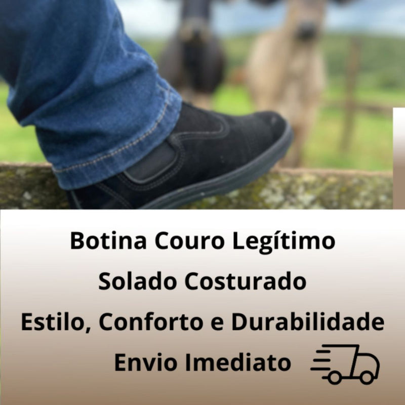 Bota Masculina Trabalho Couro Nobuck Preta
