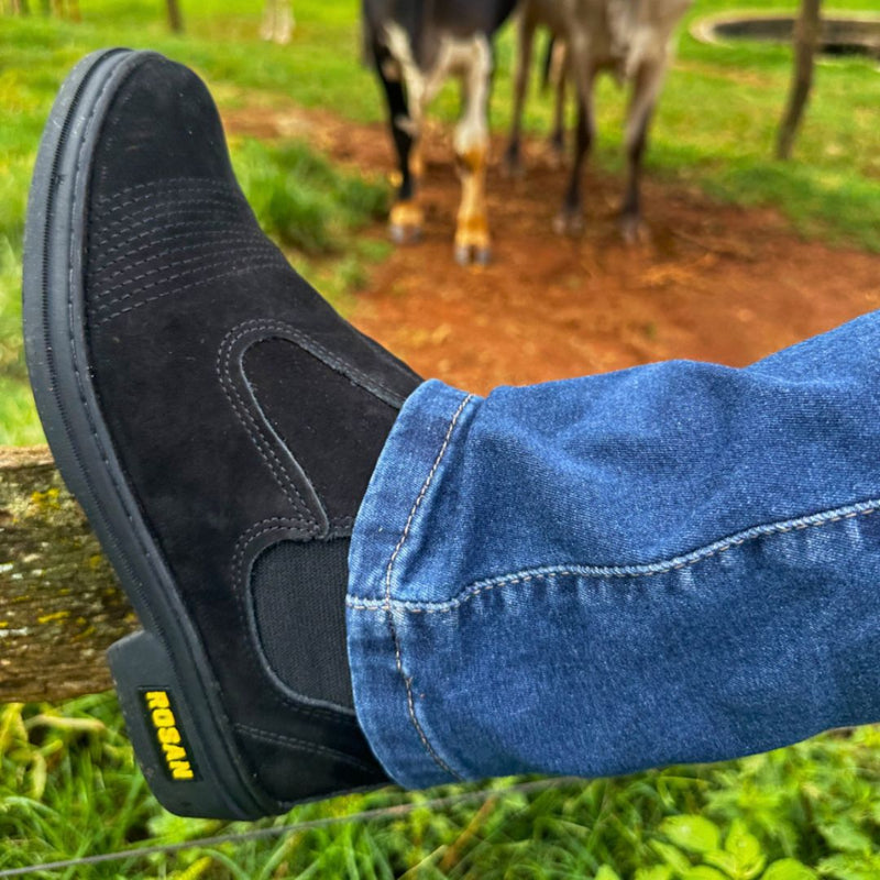 Bota Masculina Trabalho Couro Nobuck Preta