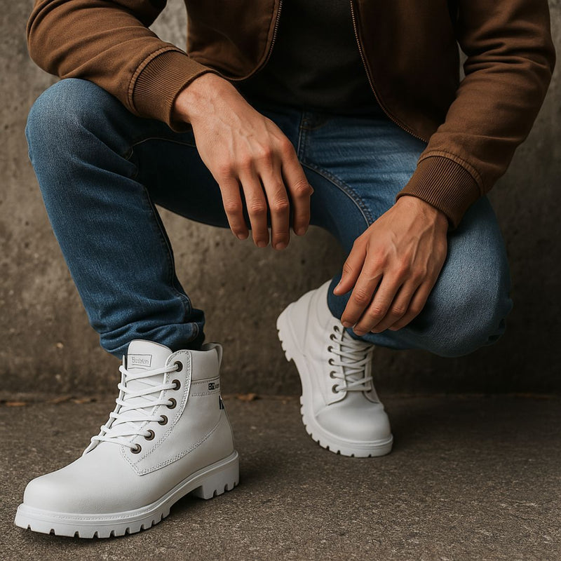 Bota Masculino Coturno Branco Urban Comfort