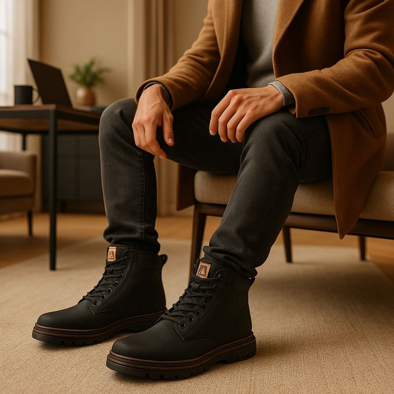 Bota Masculino Preta Couro Anatomic Boston