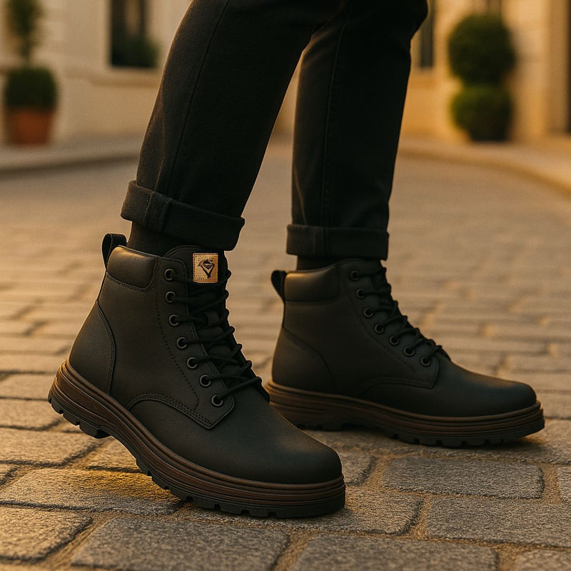 Bota Masculino Preta Couro Anatomic Boston