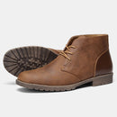 Bota Masculino de Couro Marrom Estilo Retrô Americano