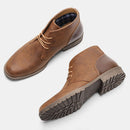 Bota Masculino de Couro Marrom Estilo Retrô Americano