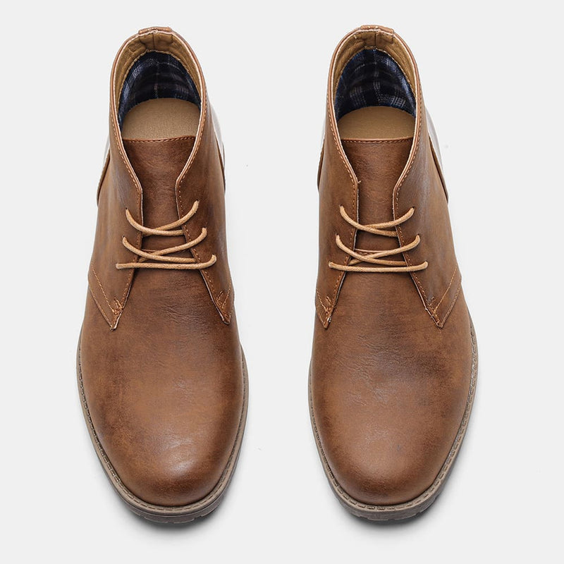Bota Masculino de Couro Marrom Estilo Retrô Americano