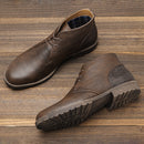 Bota Masculino de Couro Marrom Estilo Retrô Americano