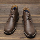 Bota Masculino de Couro Marrom Estilo Retrô Americano