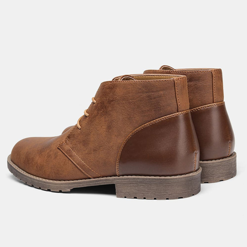 Bota Masculino de Couro Marrom Estilo Retrô Americano