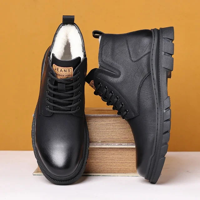 Bota de Inverno Masculina em Couro Genuíno - Conforto e Estilo para os Seus Dias Frios