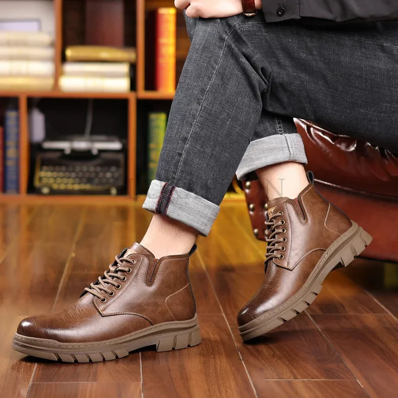 Bota de Inverno Masculina em Couro Genuíno - Comforto e Estilo para Seus Dias Frios