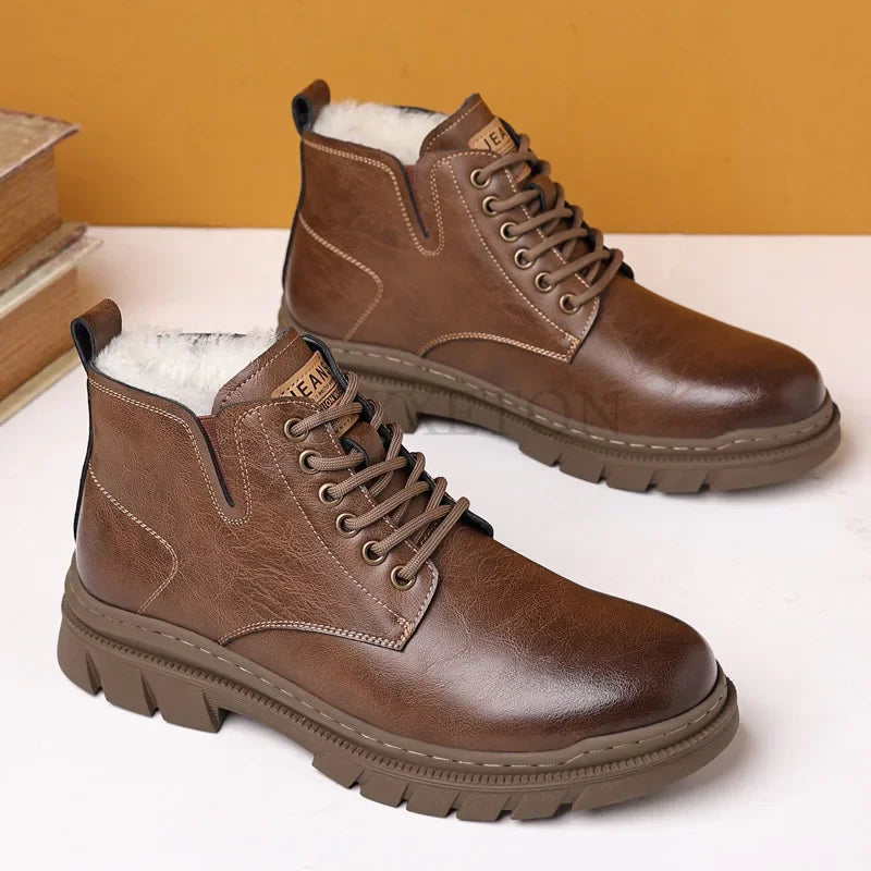Bota de Inverno Masculina em Couro Genuíno - Conforto e Estilo para os Seus Dias Frios