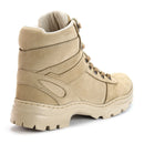Bota Coturno Militar Masculina em Couro Legitimo Bege