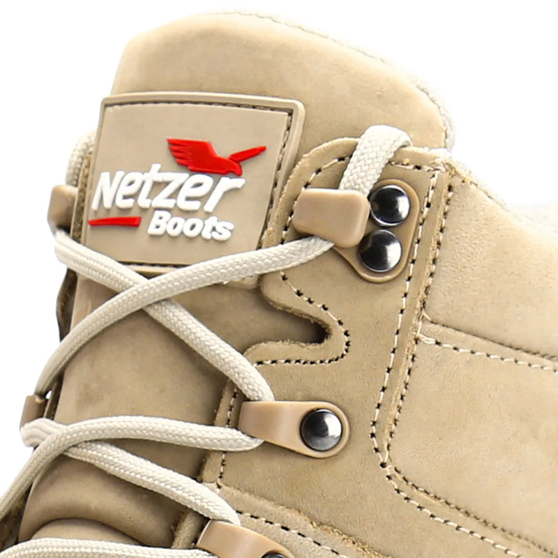 Bota Coturno Militar Masculina em Couro Legitimo Bege