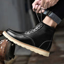 Bota Masculina de Couro Moc Toe Vintage