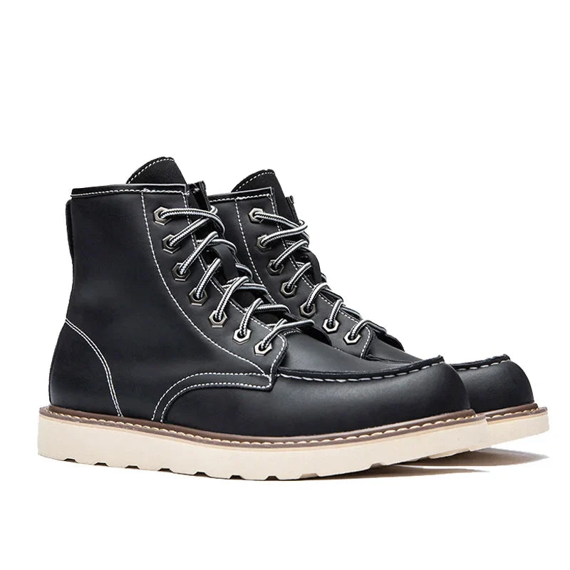 Bota Masculina de Couro Moc Toe Vintage
