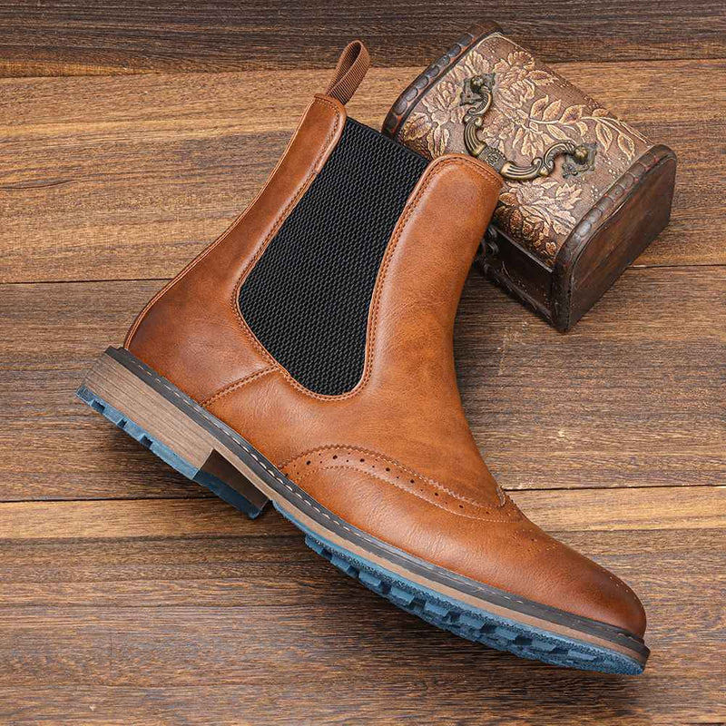 Bota Chelsea Masculina Cano Médio Couro Americano