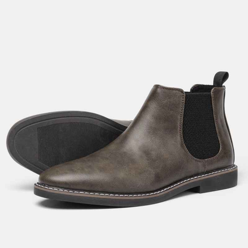 Bota Chelsea Masculina Couro Marrom Dark Retrô