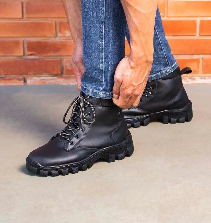 Bota Coturno Masculina Preta Tratorada Viego
