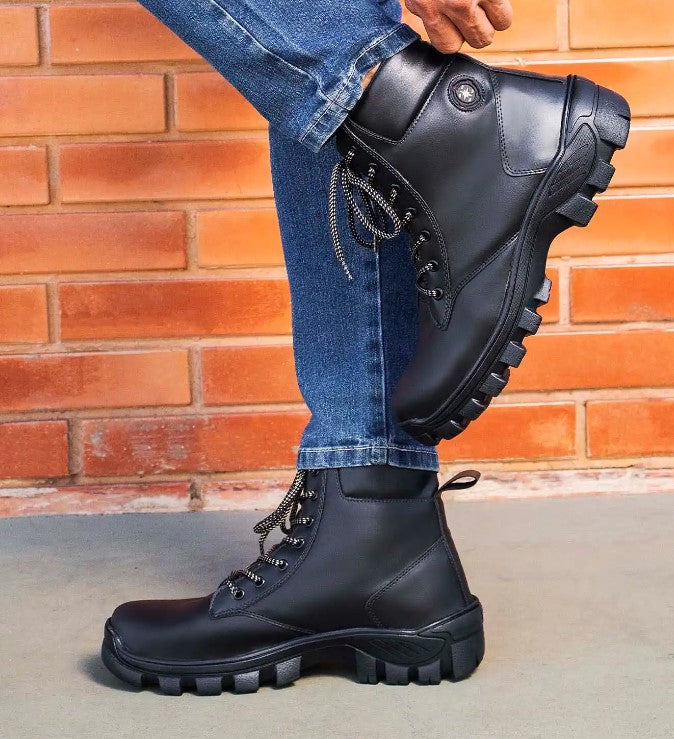 Bota Coturno Masculina Preta Tratorada Viego