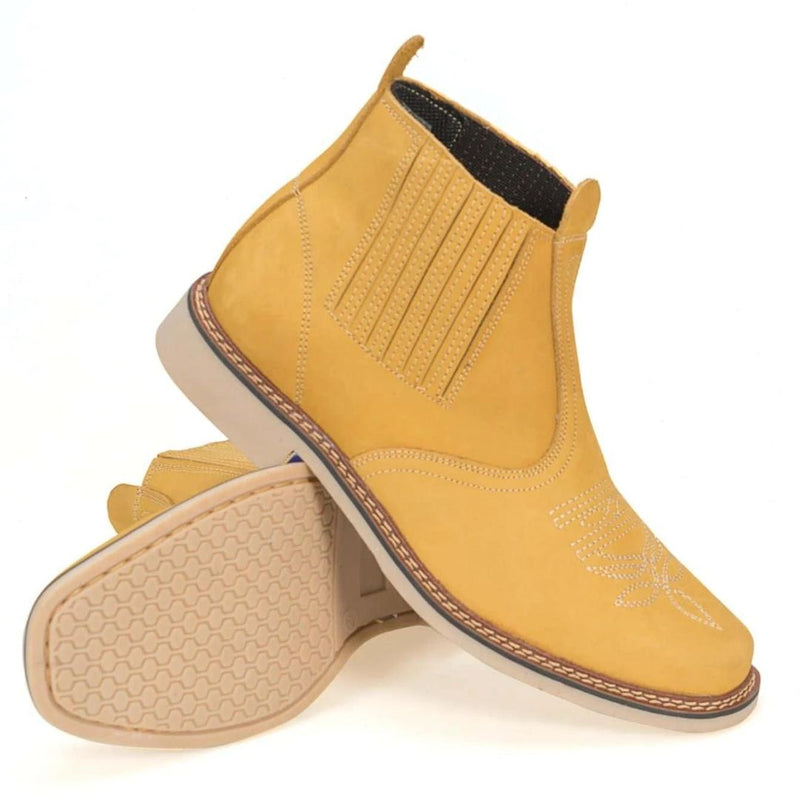 Bota Country Masculina Couro Amarelo Cavalgada