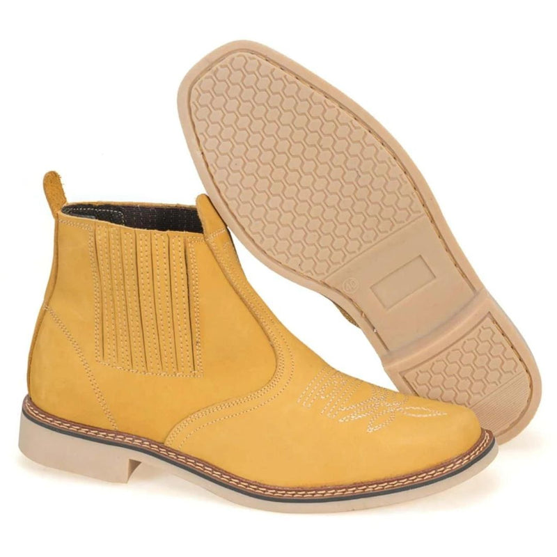 Bota Country Masculina Couro Amarelo Cavalgada