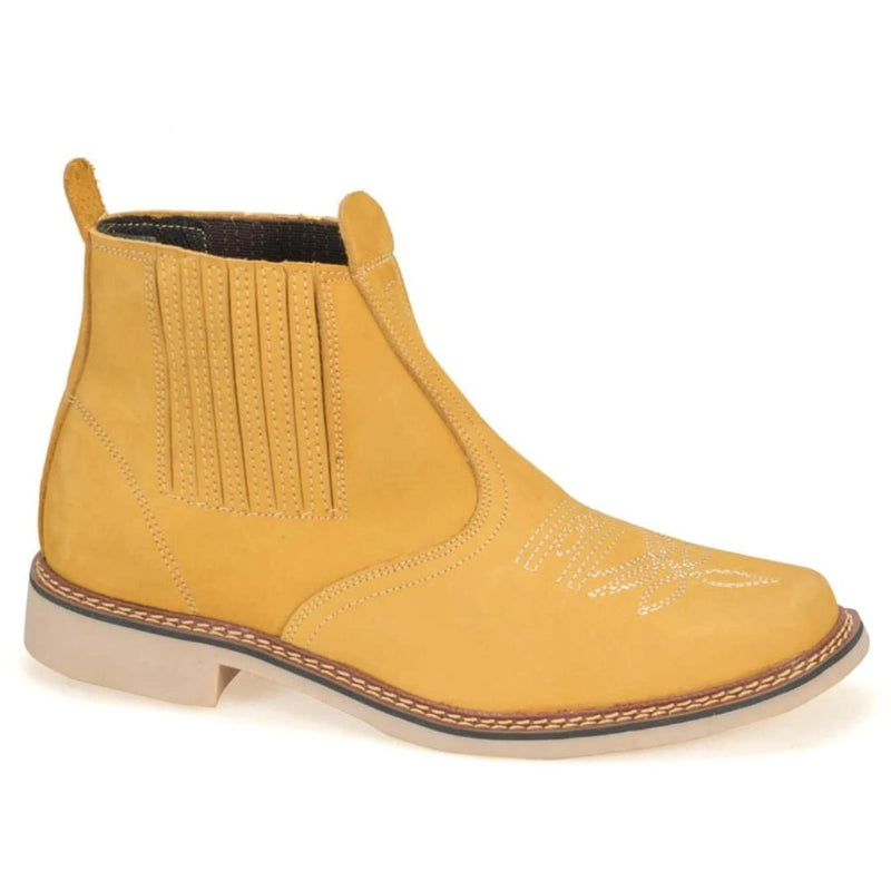 Bota Country Masculina Couro Amarelo Cavalgada