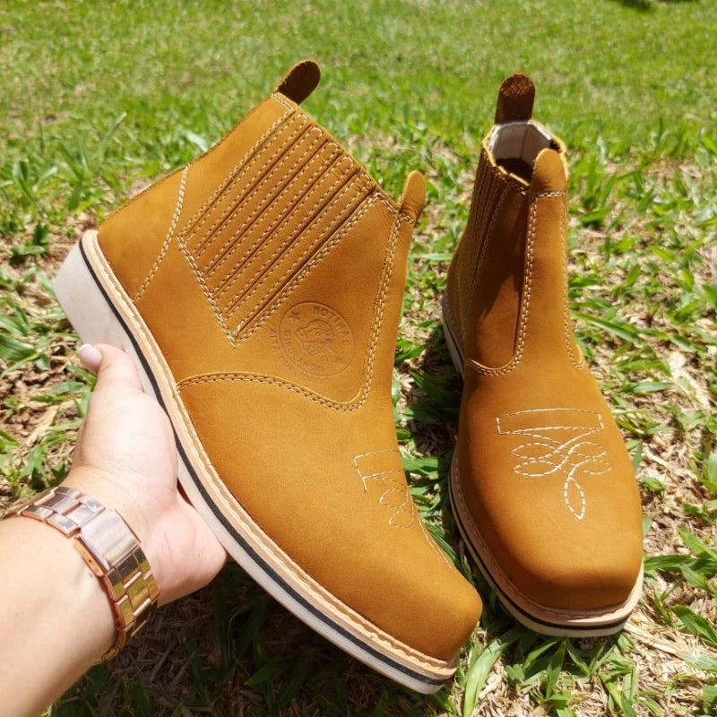 Bota Country Masculina Couro Nobuck Legítimo