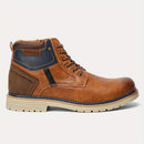 Bota Masculina de Couro Vintage Com Zíper Lateral