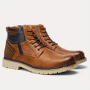 Bota Masculina de Couro Vintage Com Zíper Lateral