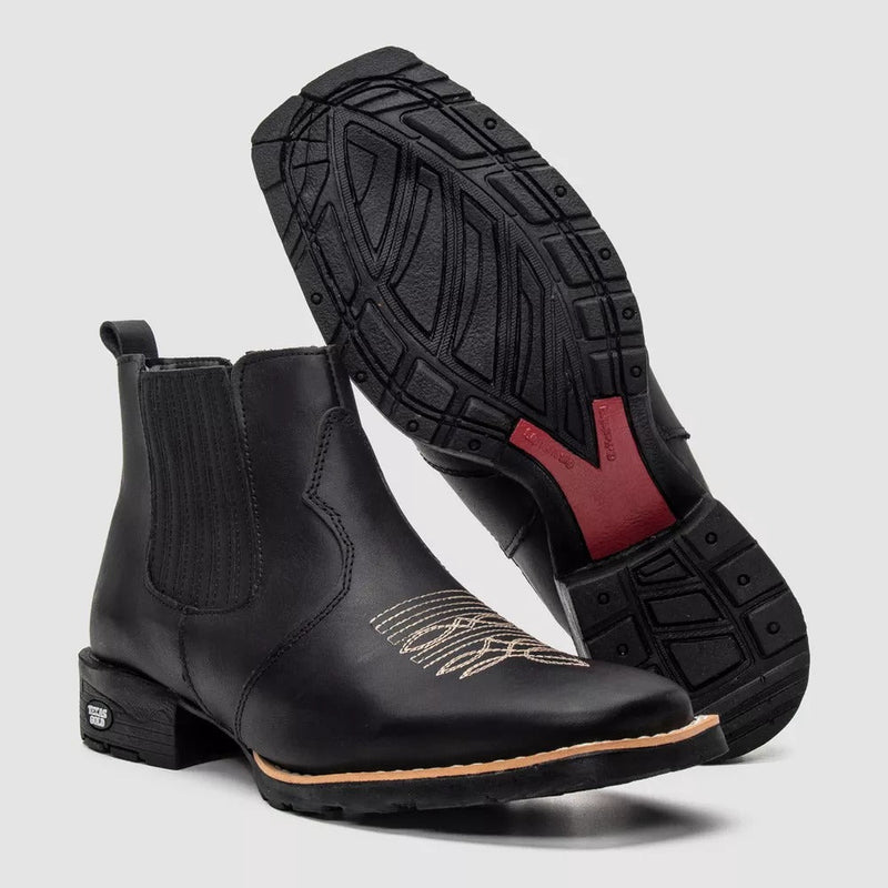 Bota Texana Masculina Cano Curto Preta Riban
