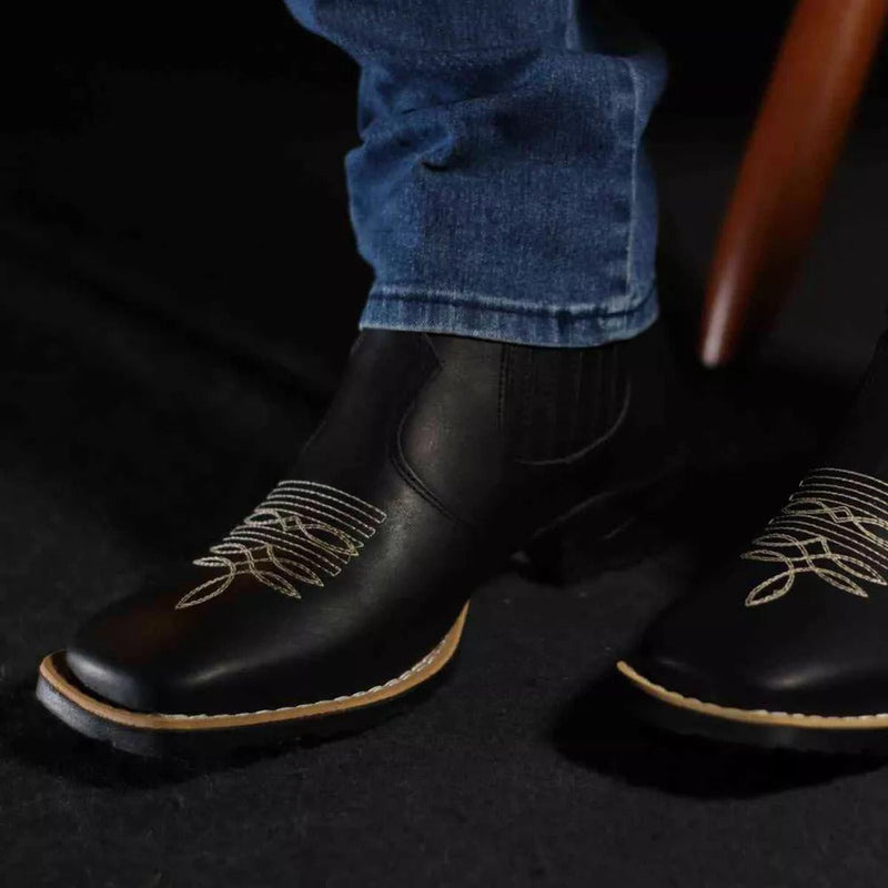 Bota Texana Masculina Cano Curto Preta Riban